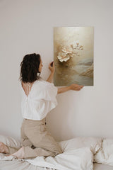 Paul Sinus 60x90cm Wandbild Magie der Blüte am See – Verträumte Landschaftskunst mit floraler Eleganz Blume