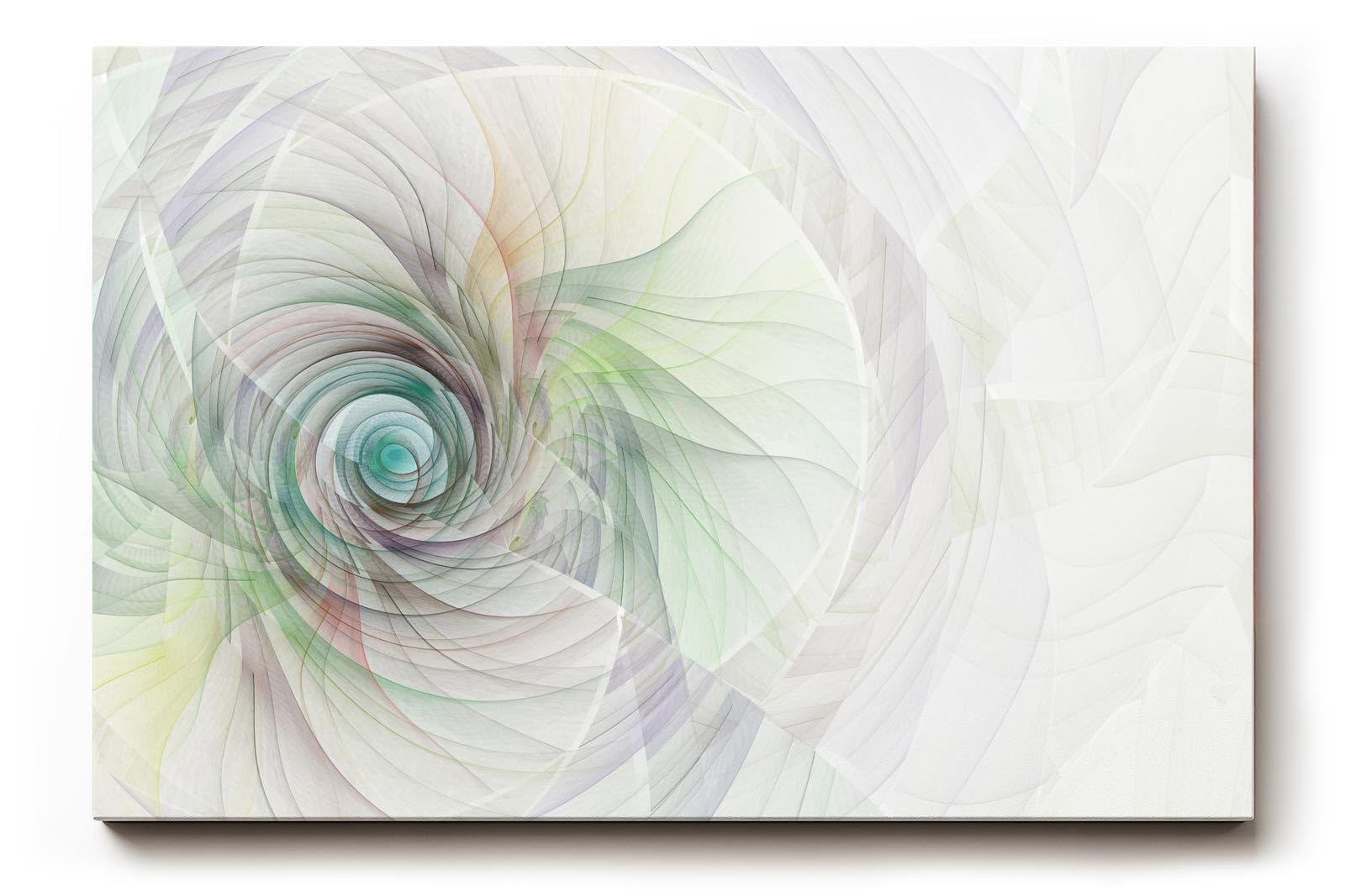 Sinus Art Wandbild 120x80cm Feines Wirbelmuster in Pastellfarben wie Mint, Rosé und Hellgrau – beruhigend und harmonisch
