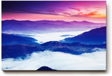 Sinus Art Wandbild 120x80cm Stimmungsvolle Bergsilhouette mit Nebelmeer im Tal und farbenprächtigem Himmel