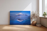 Sinus Art Wandbild 120x80cm Faszinierendes Bergmotiv mit spiegelnder Wasserfläche für meditative Raumwirkung