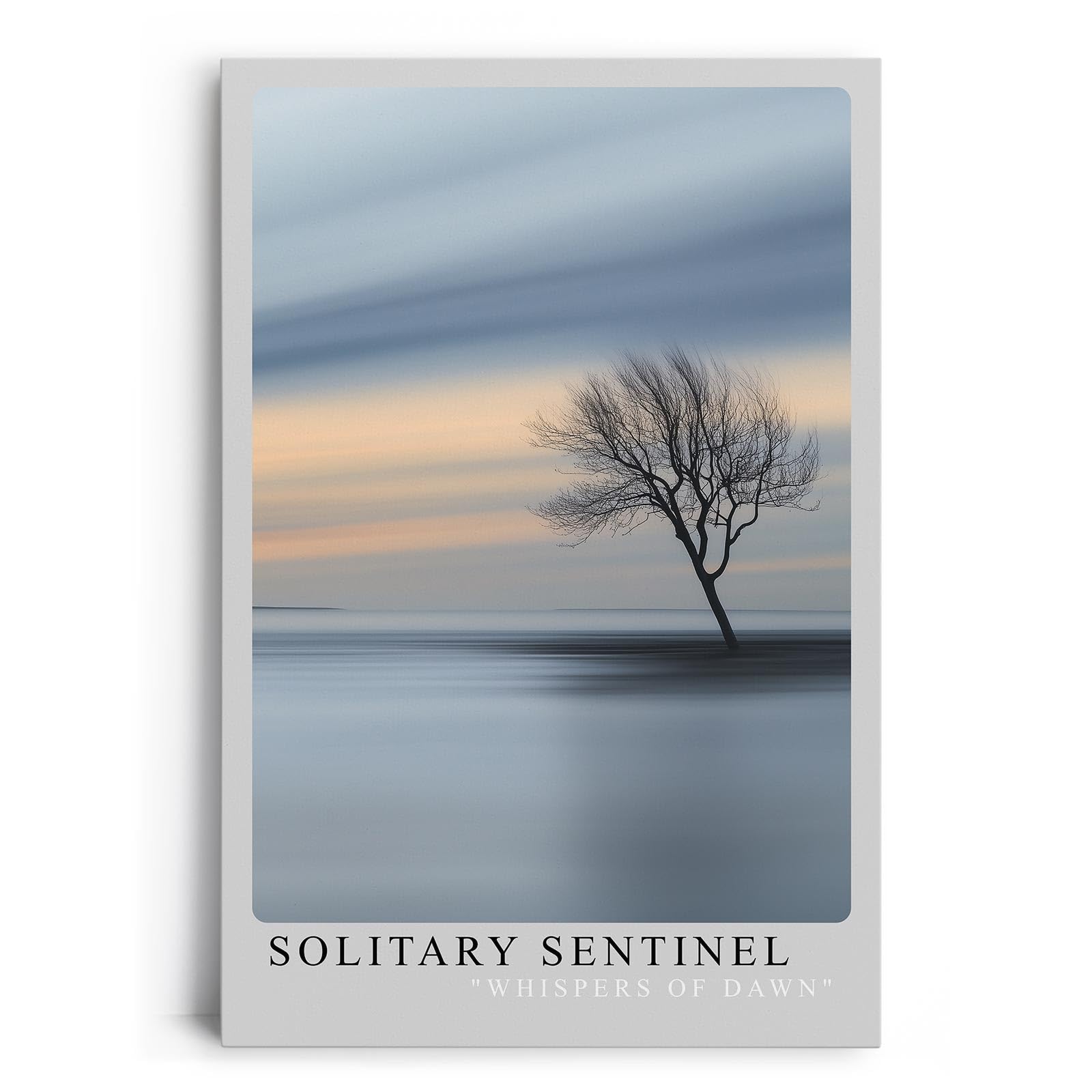 Paul Sinus Leinwandbild 40x60cm minimalistische Landschaft mit einsamem Baum und sanften Farbverläufen, beruhigende Wandkunst