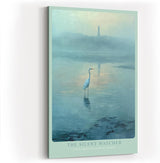 Paul Sinus Wandbild in 40x60cm The Silent Watcher mit elegantem Reiher vor nebliger Küstenlandschaft für ruhige Wandgestaltung