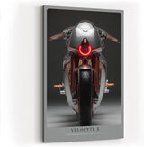 Paul Sinus Wandbild in 40x60cm Velocyte X – futuristisches Motorrad-Design in minimalistischer Perspektive mit markantem Rücklicht