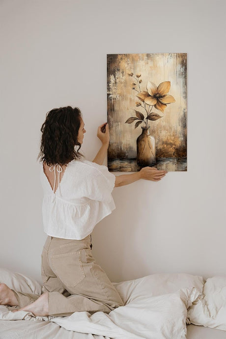 Paul Sinus 60x90cm Wandbild Poesie der Blüte – Vintage-Flair und florale Eleganz in Braun als stilvolles Naturmotiv mit Tiefe
