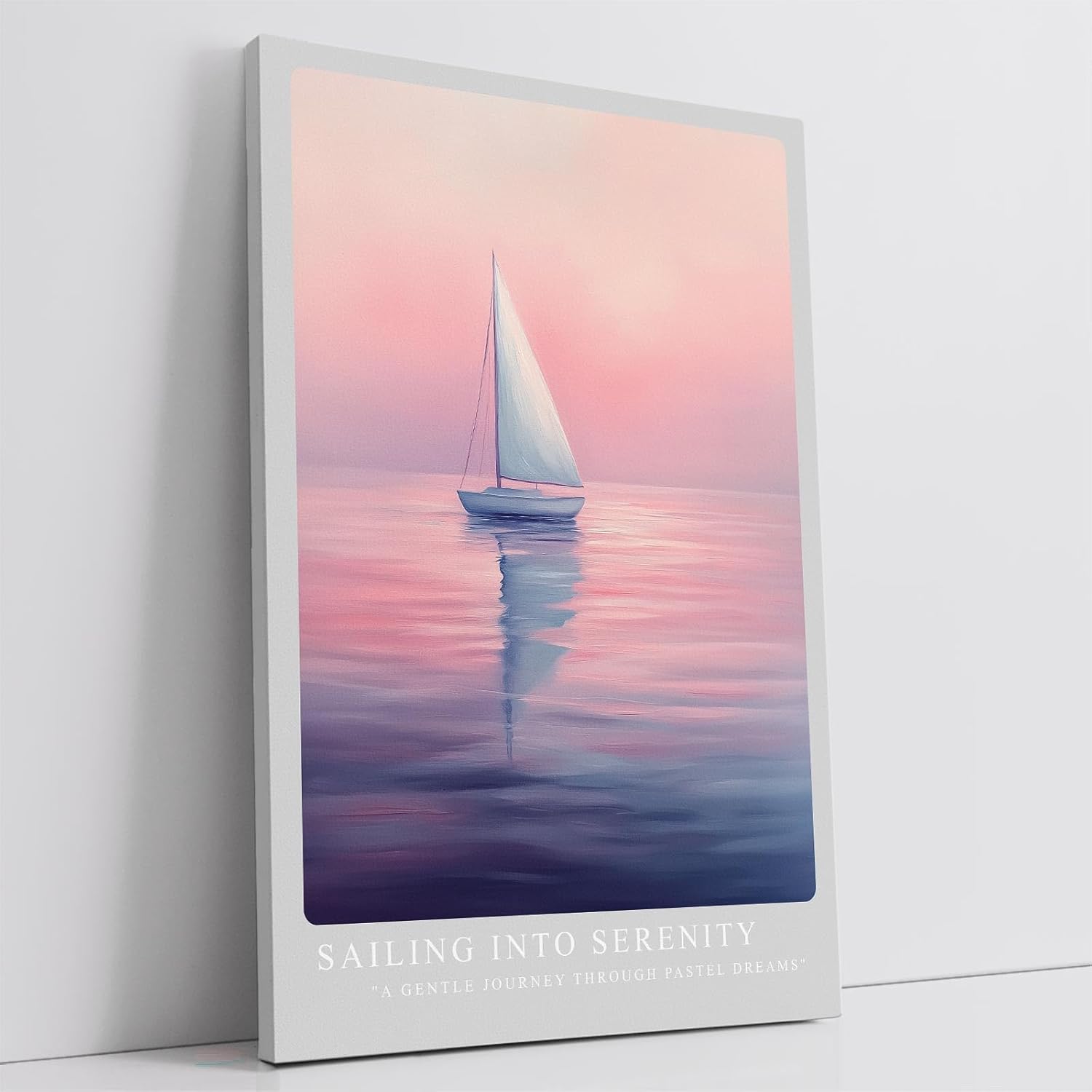 Paul Sinus Leinwandbild 60x90cm traumhafte Segelboot-Szene in sanften Pastellfarben, beruhigende Wandkunst mit meditativer Atmosphäre