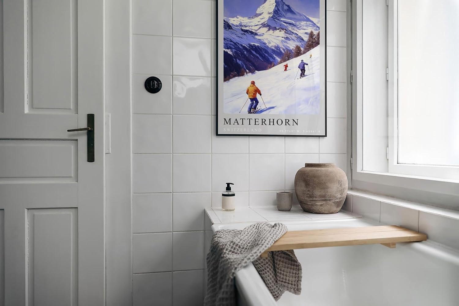 Paul Sinus Leinwandbild 60x90cm Matterhorn – Alpen, Ski, Wintersport, Schnee, Berge, Natur, Skifahren, Schweiz, Hochgebirge, Panorama, Abenteuer