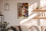 Paul Sinus Wandbild in 40x60cm The Blooming Gaze mit realistischem Frauenportrait und Blüten in leuchtenden Farben für ausdrucksstarke Wandgestaltung