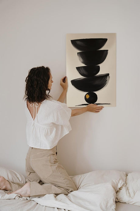 Paul Sinus 60x90cm Wandbild, Stilvolle Balance in Fokusgeometrie – Halbkreis-Kunstwerk mit moderner Eleganz