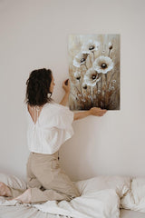 Paul Sinus 60x90cm Wandbild Blütenfeld in Beige – Kraftvolle Naturkomposition mit stilvoller Blume