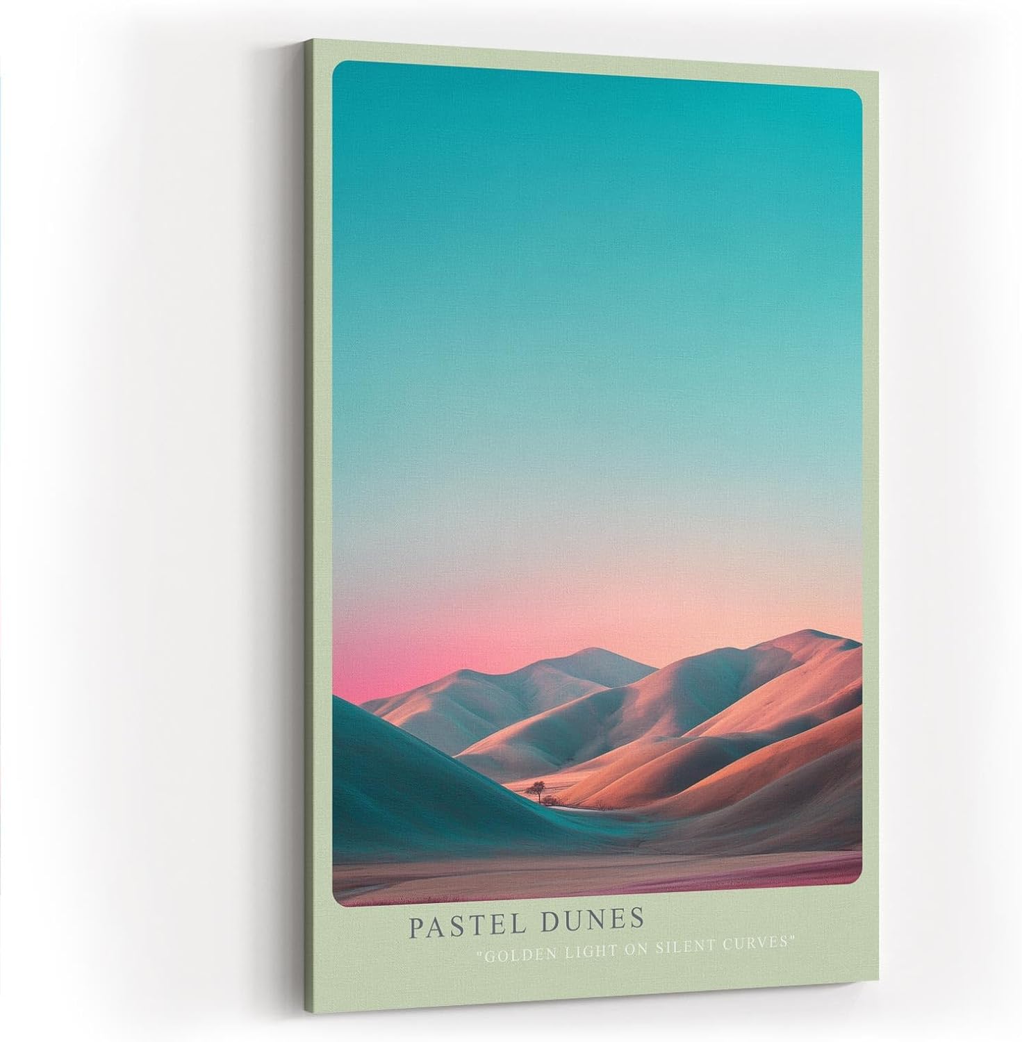 Paul Sinus Wandbild in 40x60cm Pastel Dunes mit sanft geschwungenen Dünen im goldenen Abendlicht für elegante Wandgestaltung