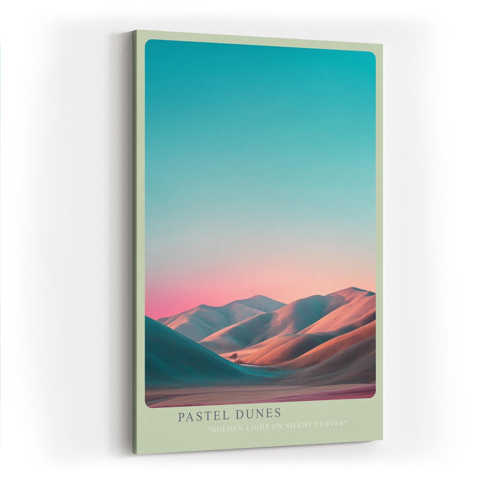 Paul Sinus Wandbild in 40x60cm Pastel Dunes mit sanft geschwungenen Dünen im goldenen Abendlicht für elegante Wandgestaltung