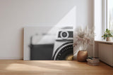 Sinus Art Wandbild 120x80cm Elegantes Kameramotiv in Schwarz-Weiß – nostalgisch und modern zugleich
