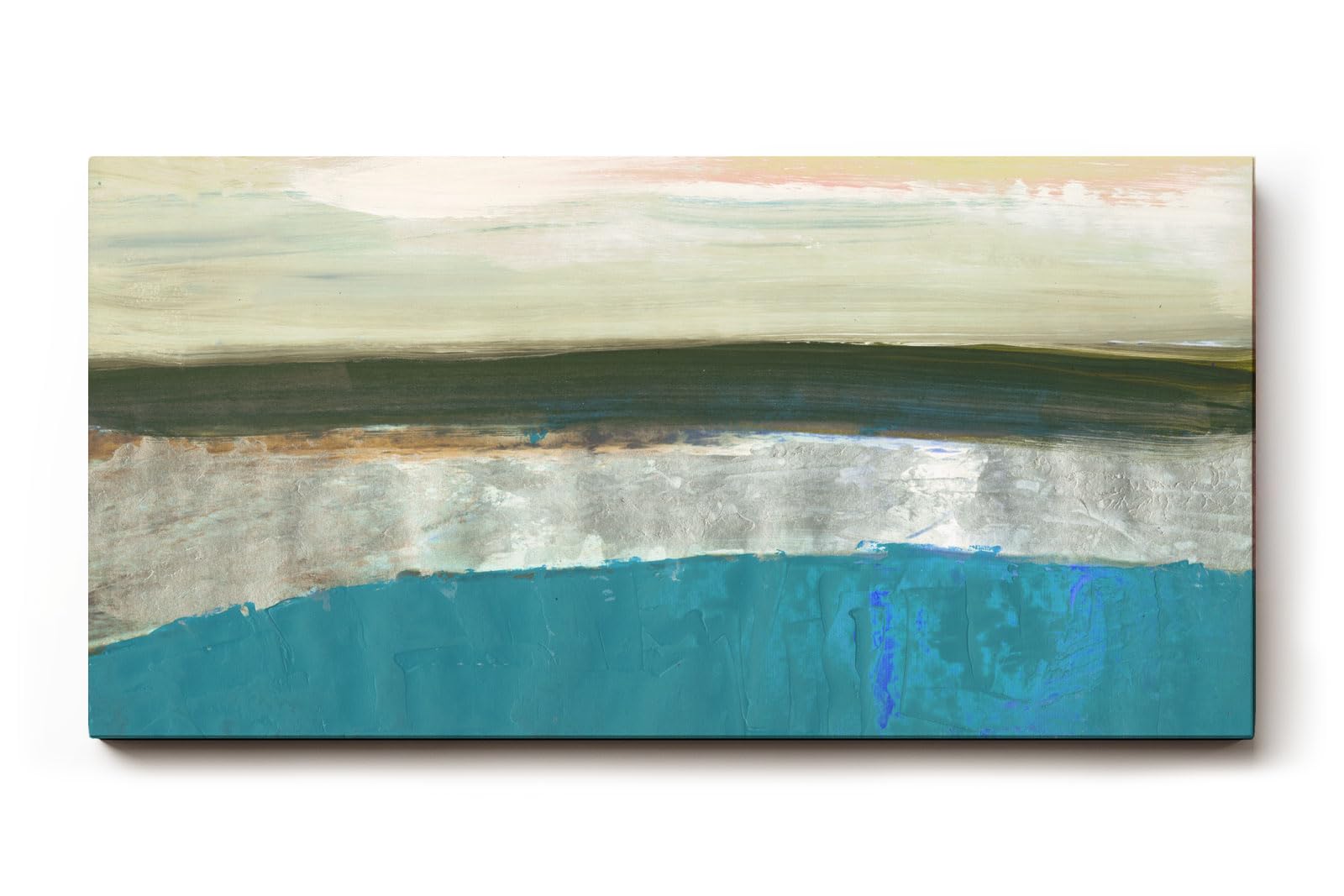 Sinus Art Wandbild 120x80cm Türkis, Beige und sanfte Grau- und Rosatöne bilden eine abstrakte Meereslandschaft