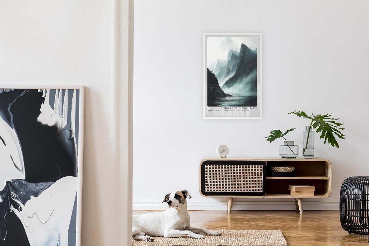 Paul Sinus Leinwandbild 40x60cm Monumentale Bergwelt – Dramatische Felslandschaft im Nebel mit mystischer Atmosphäre und kraftvoller Naturdarstellung