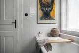 Paul Sinus Leinwandbild 80x120cm Spiritual Guardian mystische schwarze Katze spirituell faszinierend Symbolik kraftvolle Farben goldene Augen