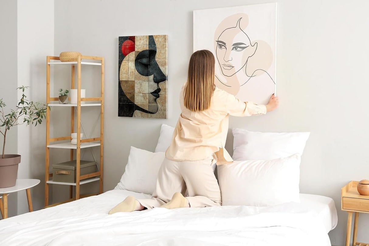 Paul Sinus 60x90cm Wandbild Silent Grace – Abstraktes Frauenprofil in ruhiger Farbkomposition auf Leinwand Holzrahmen
