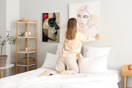 Paul Sinus 60x90cm Wandbild Silent Grace – Abstraktes Frauenprofil in ruhiger Farbkomposition auf Leinwand Holzrahmen