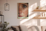 Paul Sinus Wandbild in 40x60cm Pure Beauty hyperrealistisches Porträt eines grünen Auges umgeben von Wasserperlen