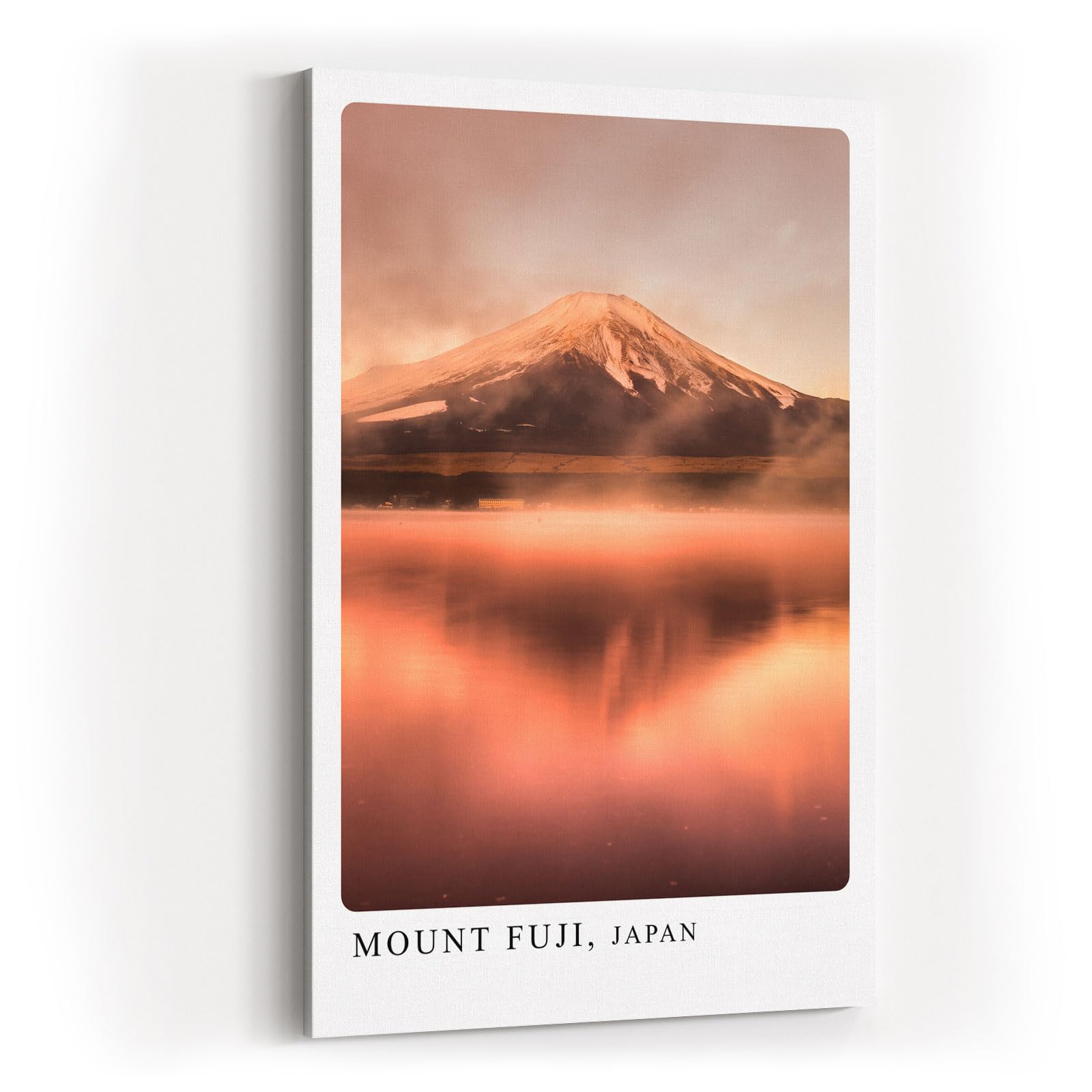 Paul Sinus Kunstdruck 40x60cm Mount Fuji mit rosa Himmel und Wasserspiegelung am Abend