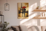Paul Sinus Wandbild in 40x60cm Together in Paris – romantische Szene eines Paares mit rotem Schirm vor dem Eiffelturm für elegante Raumgestaltung
