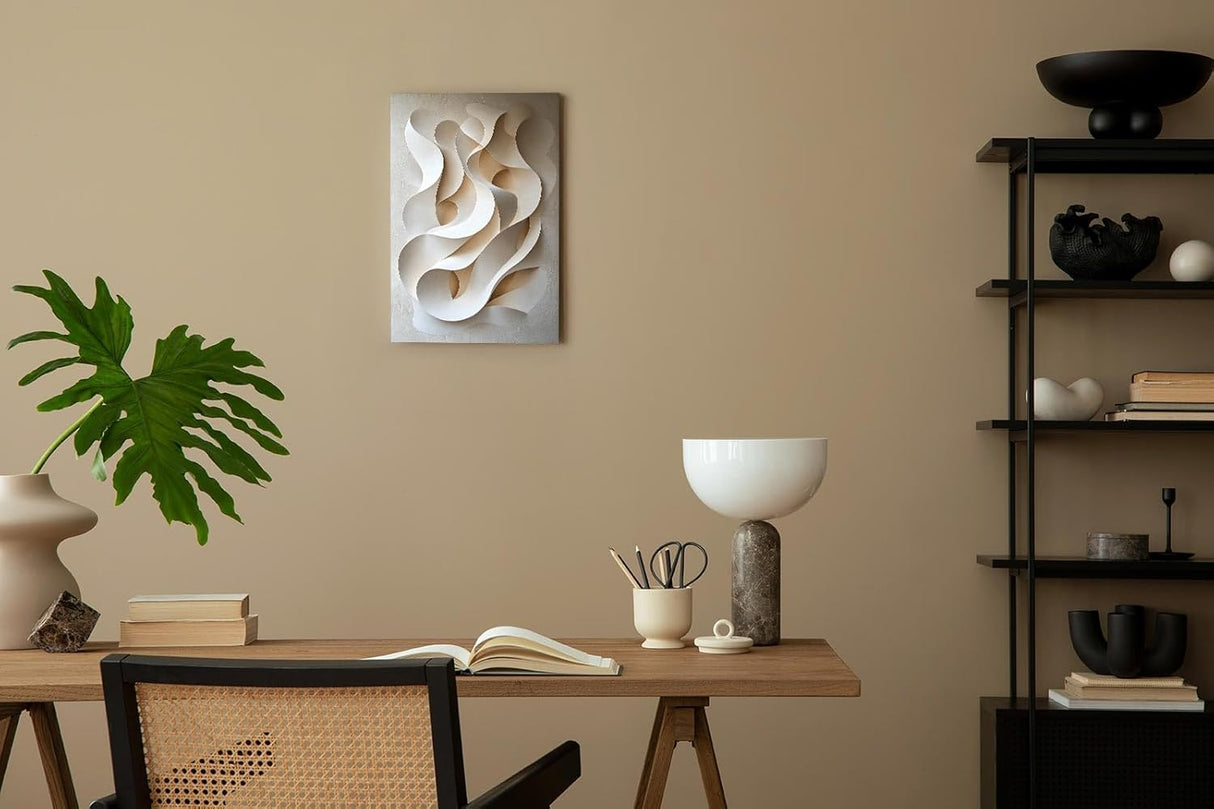 Paul Sinus 60x90cm Wandbild, Atemberaubende Bewegung in Fokuskurven – abstrakte 3D-Wellen in zarten Naturtönen