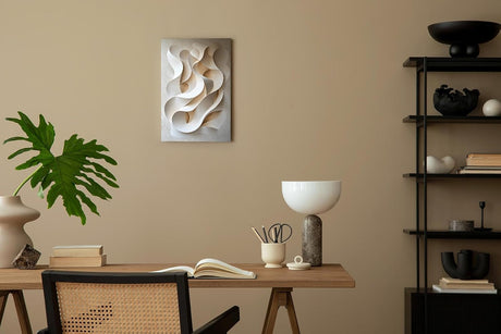 Paul Sinus 60x90cm Wandbild, Atemberaubende Bewegung in Fokuskurven – abstrakte 3D-Wellen in zarten Naturtönen