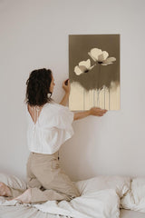 Paul Sinus 60x90cm Wandbild Sanfte Blüten in Sepia – Minimalistische Eleganz mit floraler Harmonie Blume