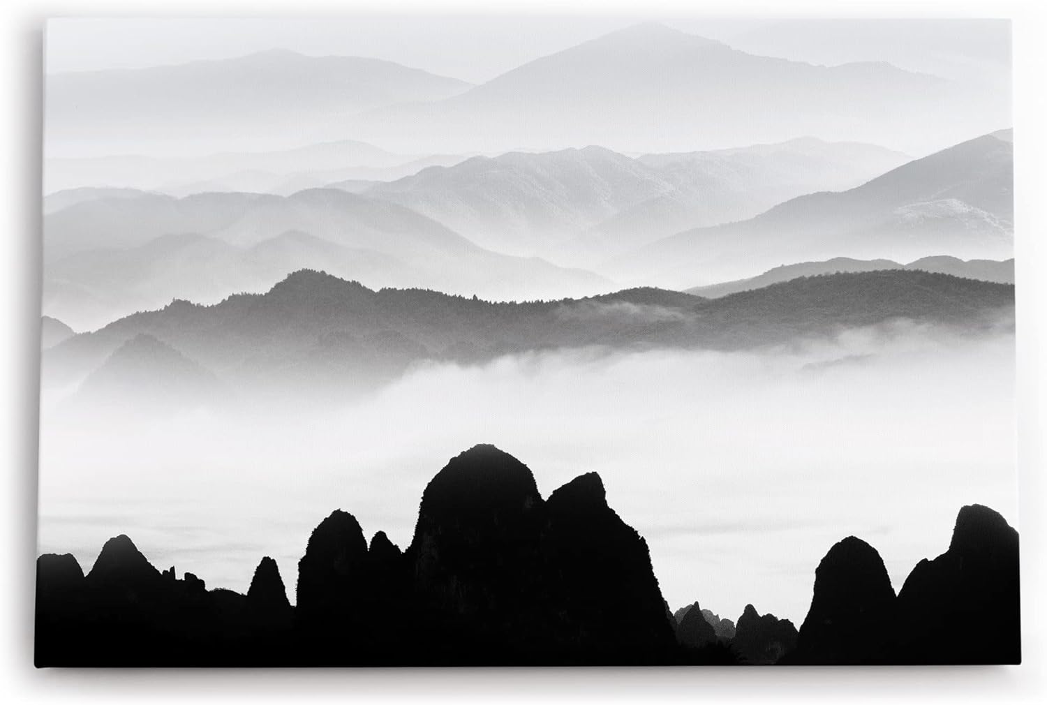 Paul Sinus Wandbild 120x80cm Schwarze weiße Berglandschaft Berge Gebirge Fotokunst Abstrakt