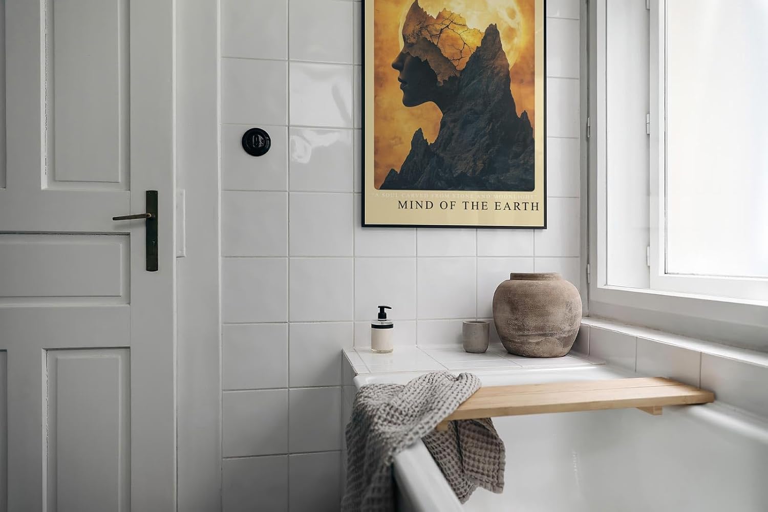 Paul Sinus Leinwandbild 40x60cm Mind of the Earth – Natur, Erde, Universum, Mond, Mystik, Geist, Mensch, Berg, Kunst, Philosophie, Metaphorisch