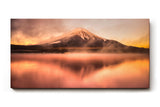 Sinus Art Wandbild 120x80cm Stimmungsvolles Fuji-Motiv bei Sonnenaufgang mit faszinierendem Nebelspiel
