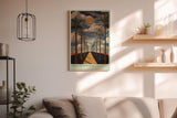 Paul Sinus Wandbild in 40x60cm Road to Paradise mit goldener Straße, Palmenallee und dramatischem Himmel für eindrucksvolle Raumgestaltung