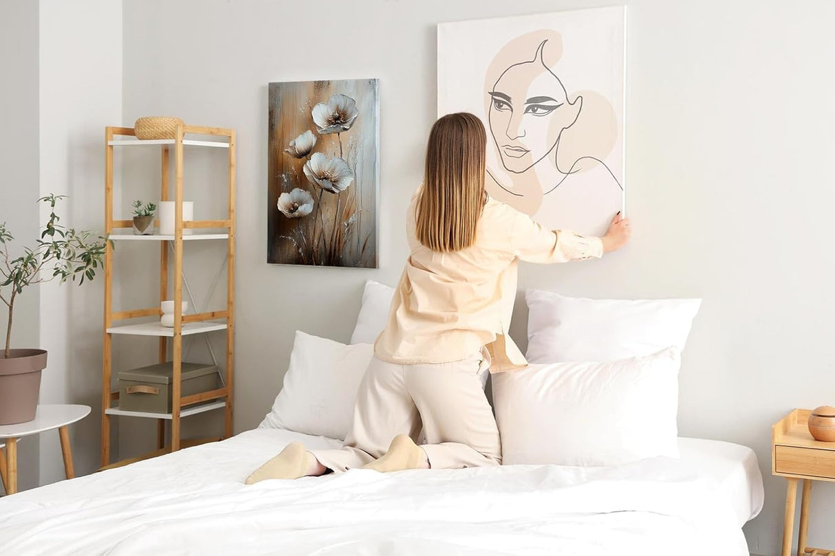 Paul Sinus 60x90cm Wandbild Eleganz der Blüten in Beige Braun – Exklusives Highlight mit floraler Kunst Blume