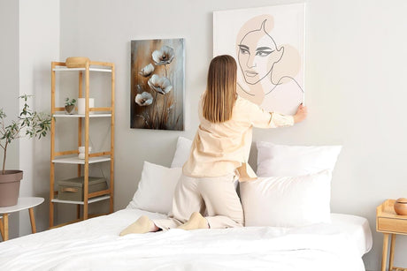 Paul Sinus 60x90cm Wandbild Eleganz der Blüten in Beige Braun – Exklusives Highlight mit floraler Kunst Blume