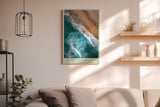 Paul Sinus Wandbild in 40x60cm The Edge of Calm – Luftaufnahme von Strand und Wellen in Türkisund Sandtönen