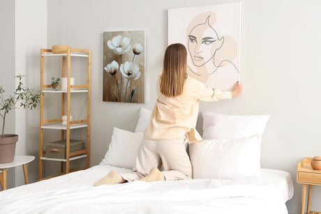 Paul Sinus 60x90cm Wandbild Zarte Blüten in Beige – Florale Anmut in moderner Raumkunst Blume