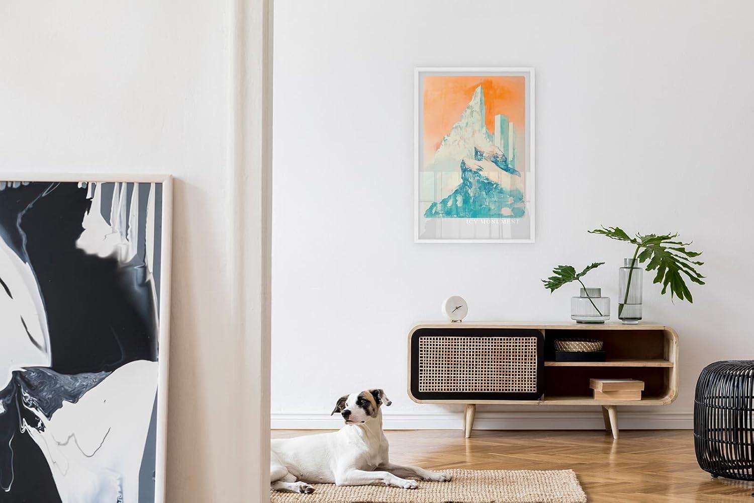 Paul Sinus Leinwandbild 40x60cm monumentaler Eisgipfel mit futuristischen Strukturen und warmem Licht – kunstvolles Leinwandbild für moderne Raumgestaltung