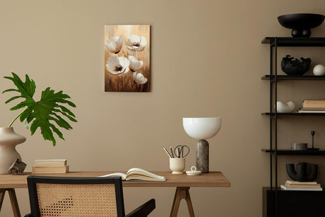Paul Sinus 60x90cm Wandbild Leuchtende Blüten in Beige – Ausdrucksvolle Blumenpracht mit stilvoller Blume