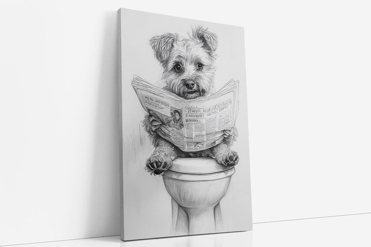 Paul Sinus Poster/Leinwandbild/Rahmenoption Lustiges Hundebild – Witzige Klo-Deko fürs Gäste-WC – Perfekt für Hundeliebhaber
