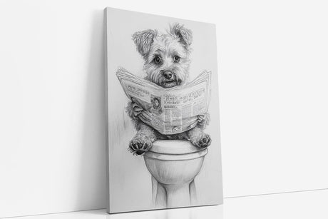 Paul Sinus Poster/Leinwandbild/Rahmenoption Lustiges Hundebild – Witzige Klo-Deko fürs Gäste-WC – Perfekt für Hundeliebhaber