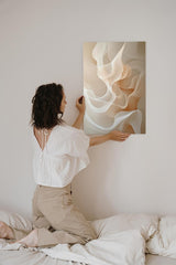 Paul Sinus 60x90cm Wandbild, Magische Harmonie in Fokusformen – Abstrakte Eleganz in sanften Beigetönen