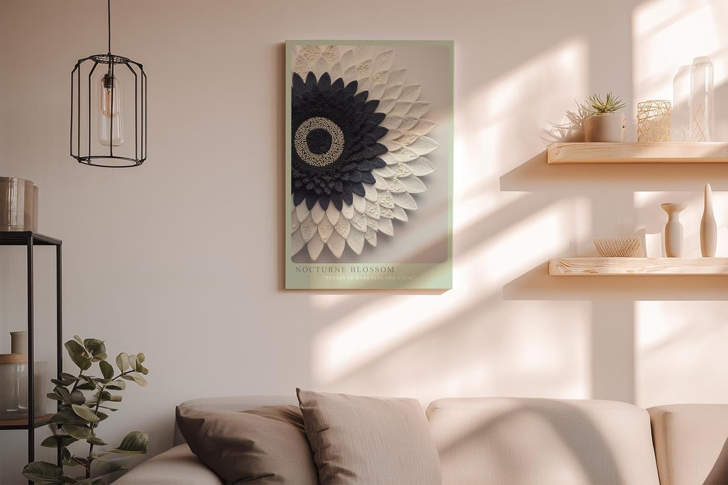 Paul Sinus Wandbild in 40x60cm Nocturne Blossom Dunkle und helle Blütenstruktur in Kreisanordnung