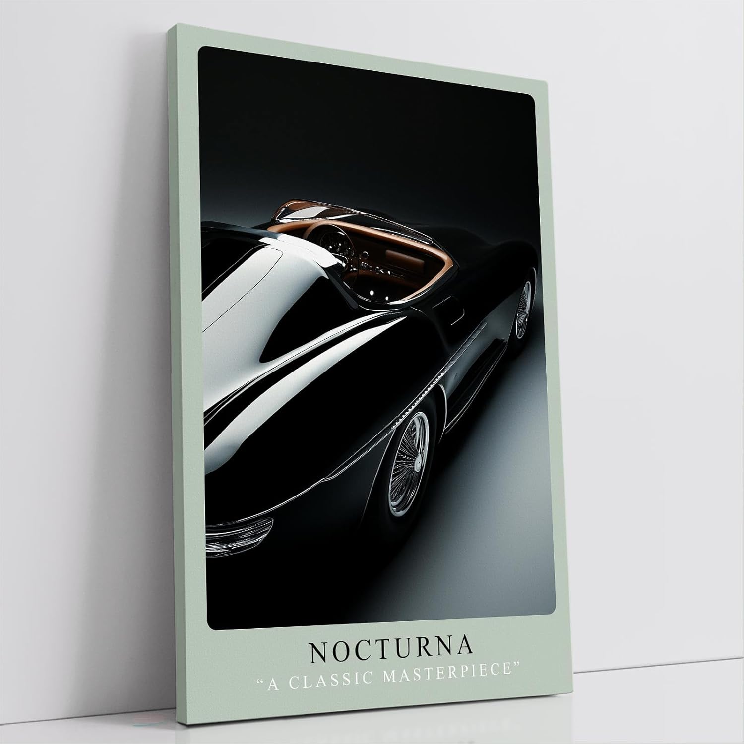 Paul Sinus Leinwandbild 40x60cm Leinwandbild Nocturna Eleganz Oldtimer Luxus Sportwagen Retro Design Schwarz Automobil Klassik Geschwindigkeit Vintage Stil