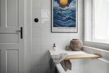 Paul Sinus Leinwandbild 60x90cm Ozeantraum surreal wellenförmig mystisch kunstvolle Wandkunst leuchtender Mond faszinierend dynamisch harmonisch