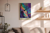 Paul Sinus Wandbild in 40x60cm Mystischer Rabe im farbintensiven Wald – surreales Kunstwerk mit leuchtenden Regenbogenfarben