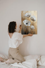 Paul Sinus 60x90cm Wandbild Zeitlose Blüten in Beige – Elegante Naturkunst mit stilvoller Blume