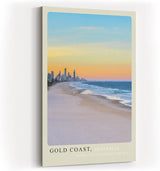 Paul Sinus Kunstdruck 40x60cm Gold Coast Australia – Weite Küste mit Skyline bei Sonnenuntergang in Australien als Panorama