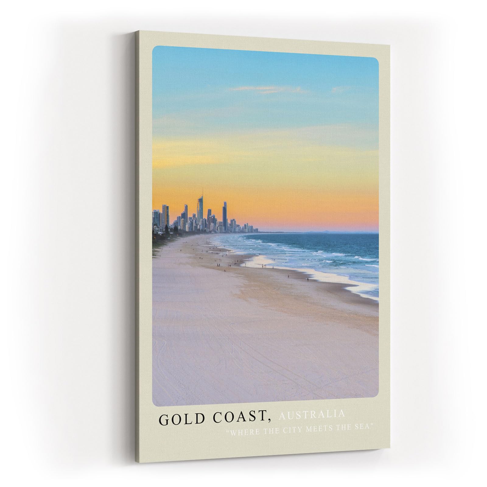 Paul Sinus Kunstdruck 40x60cm Gold Coast Australia – Weite Küste mit Skyline bei Sonnenuntergang in Australien als Panorama