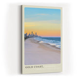 Paul Sinus Kunstdruck 40x60cm Gold Coast Australia – Weite Küste mit Skyline bei Sonnenuntergang in Australien als Panorama