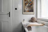 Paul Sinus Leinwandbild 80x120cm The Cool Cat Leinwandbild stilvolle Katze mit goldener Sonnenbrille und Schmetterlingen kreative Kunst mit Vintage-Ästhetik