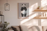 Paul Sinus Wandbild in 40x60cm Panda Heart Panda mit Herzgeste schwarz-weiße Tierkunst auf Leinwand